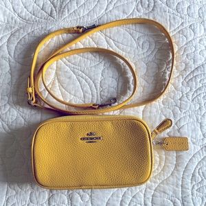 Coach yellow pebble leather small crossbody